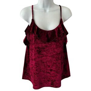 Grayson Thread Crushed Velvet Tiered Babydoll Cami Tank Top Wine Red Whimsigoth
